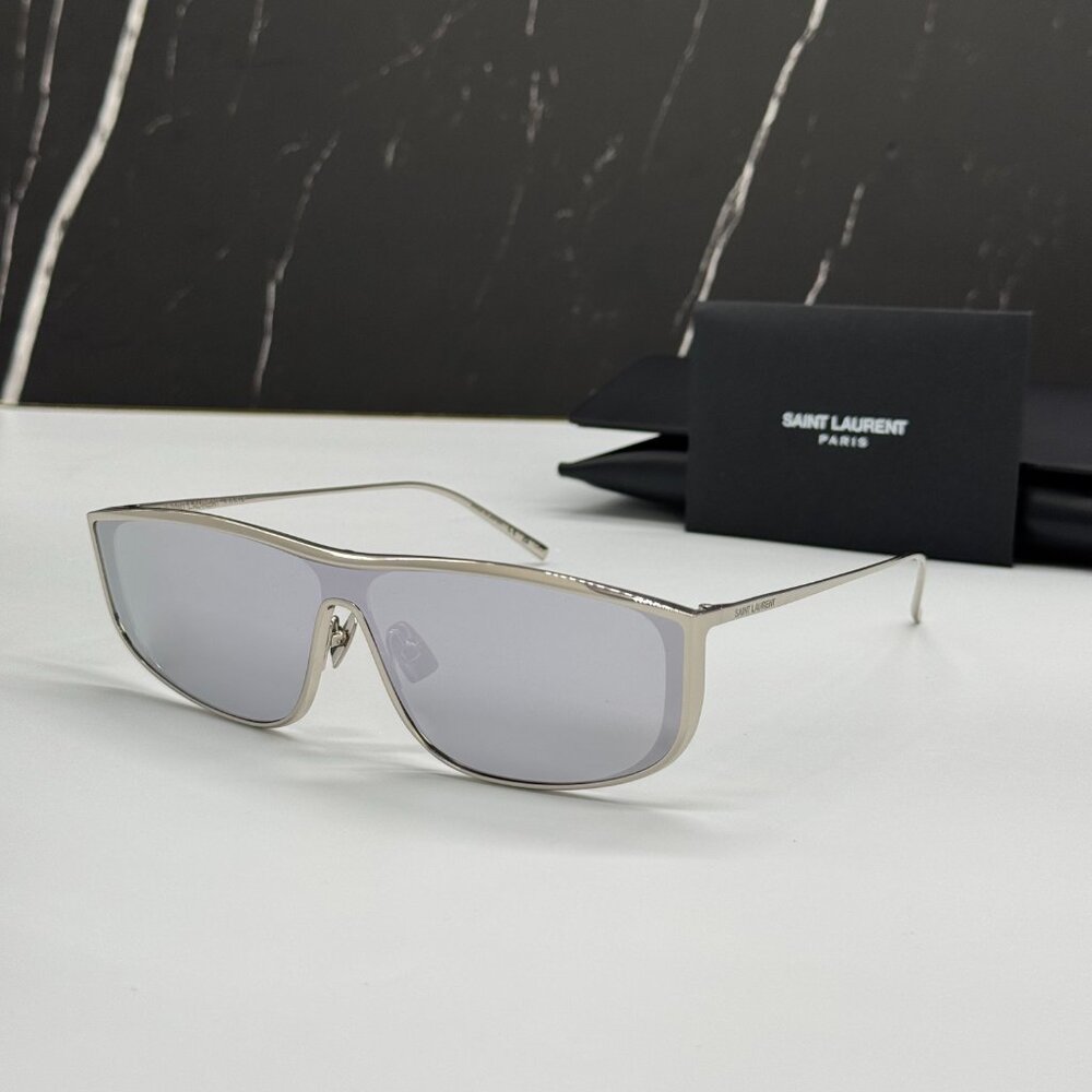 NEW SAINT LAURENT SL605 LUNA 003 SUNGLASSES WOMEN SQUARE SILVER EYEWEAR SL 605